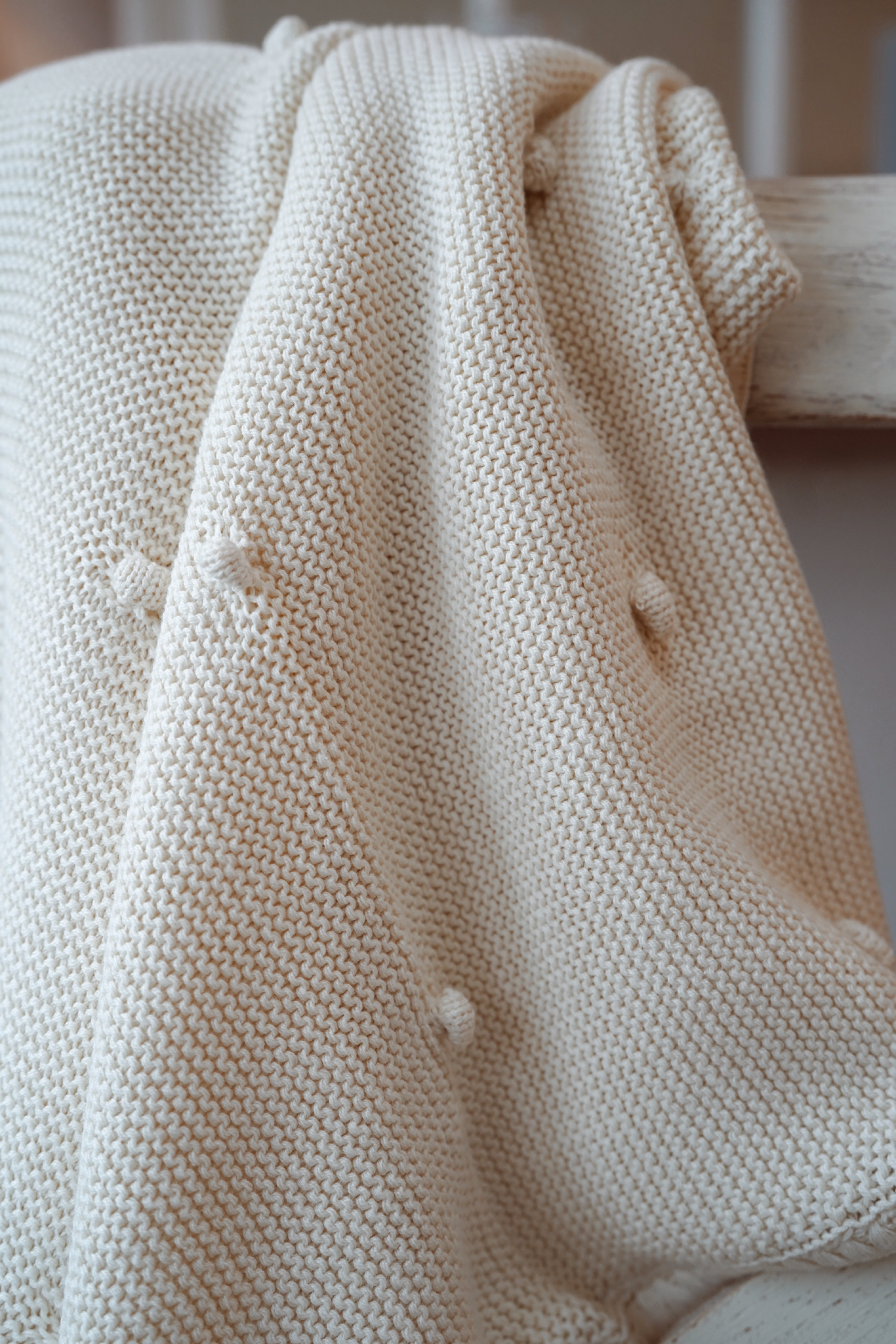 Classic Cream Knitted Baby Blanket