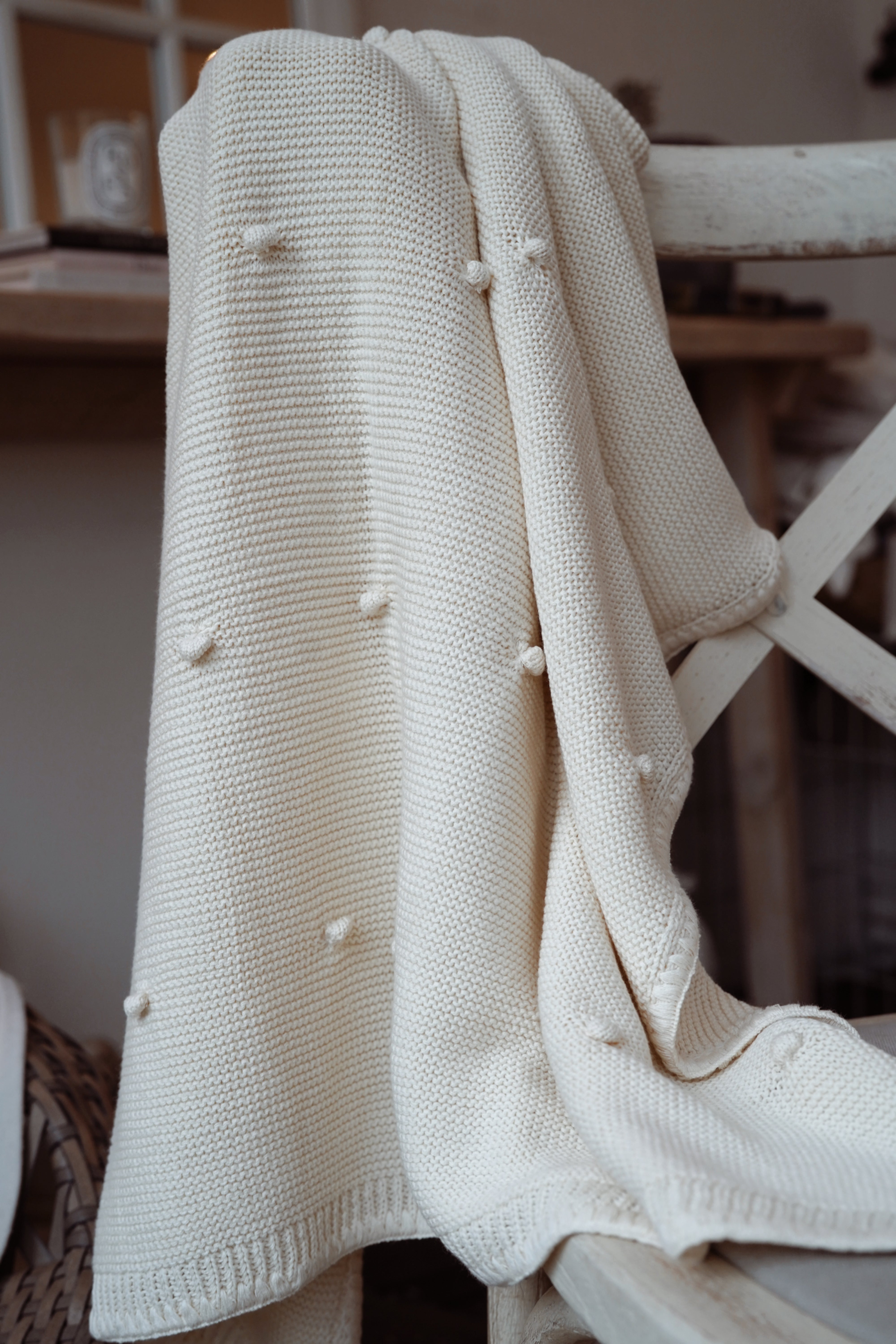 Classic Cream Knitted Baby Blanket