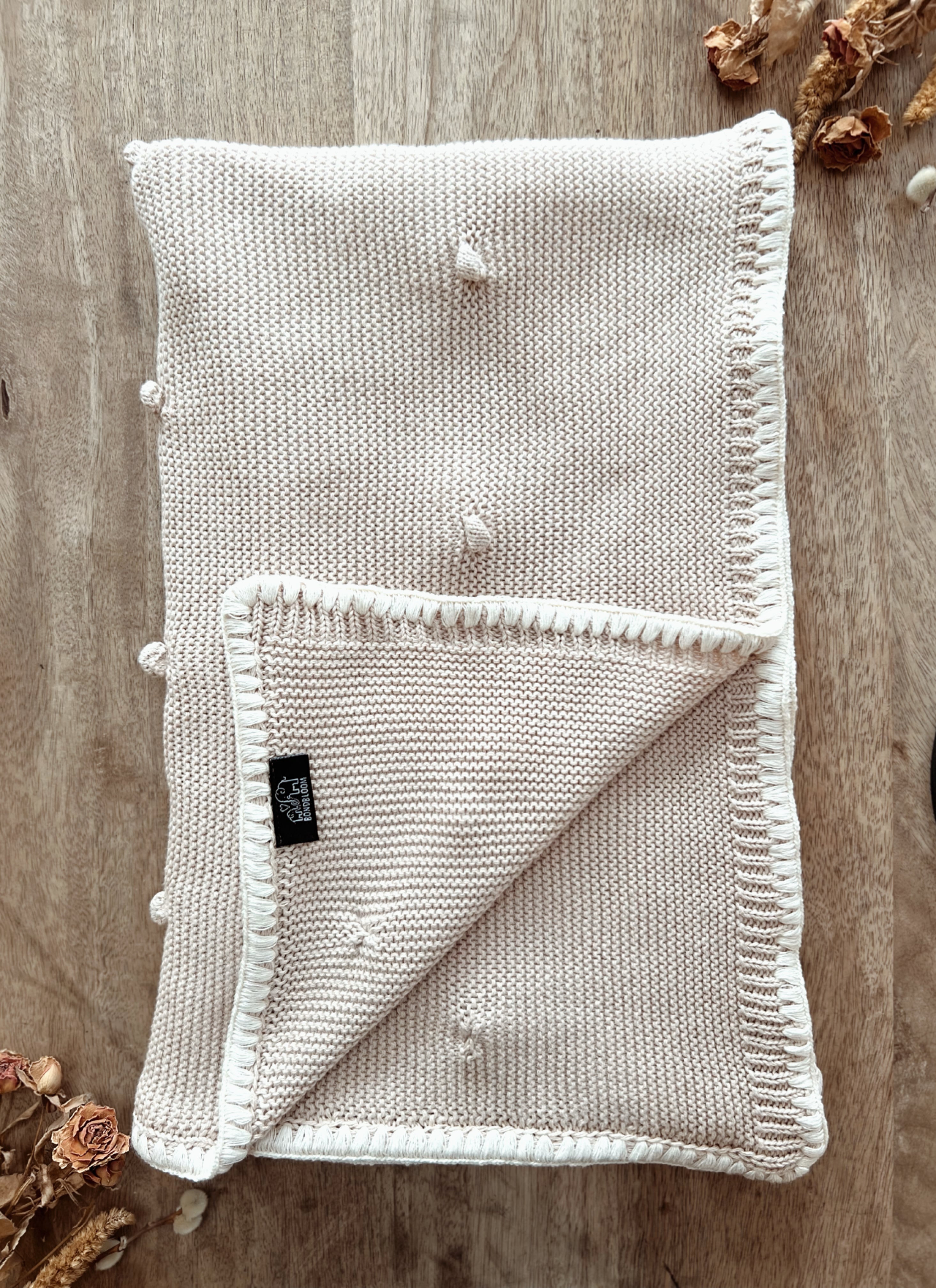 Taupe Textured Knit Baby Blanket